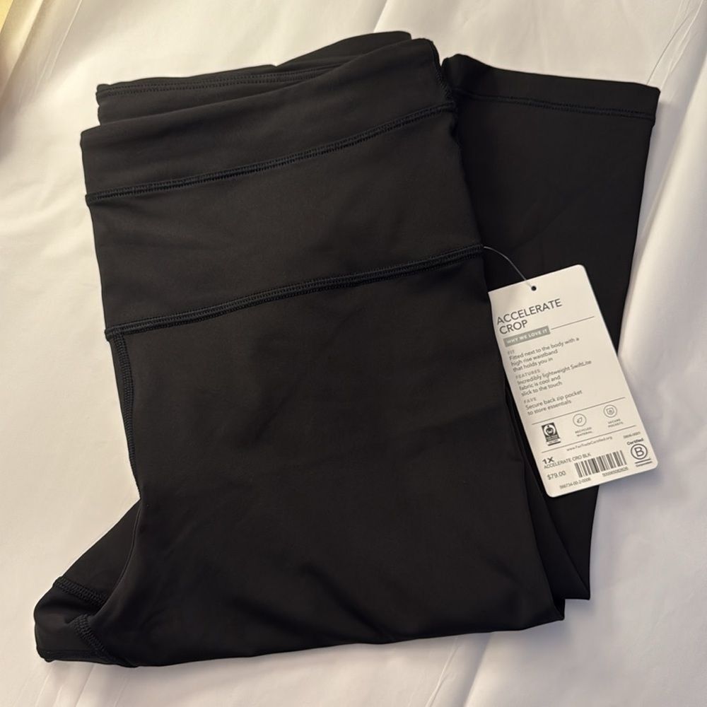 NWT Athleta  Accelerate Crop. Black. 1X - Picture 3 of 4